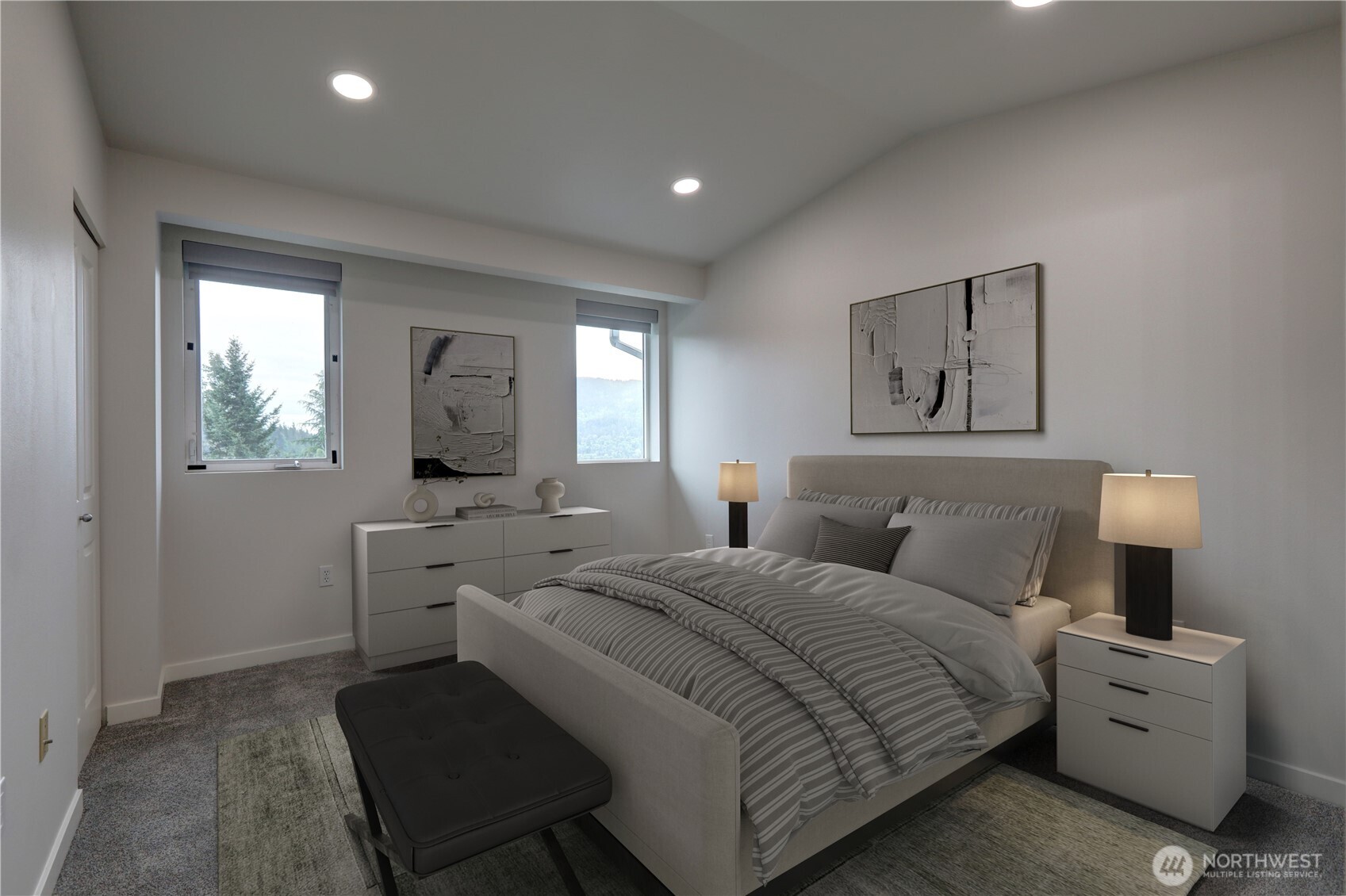 23120 Southeast Black Nugget Road, Unit A2 Issaquah, WA 98029 - Photo 7 of 18 a bedroom with a bed and a couch
