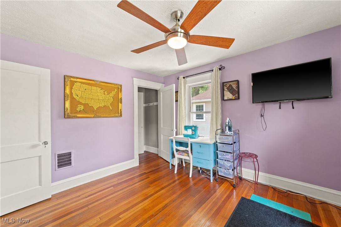 3024 Somerton Road Cleveland, OH 44118 - Photo 28 of 39 Office area with hardwood / wood-style floors and a ceiling fan