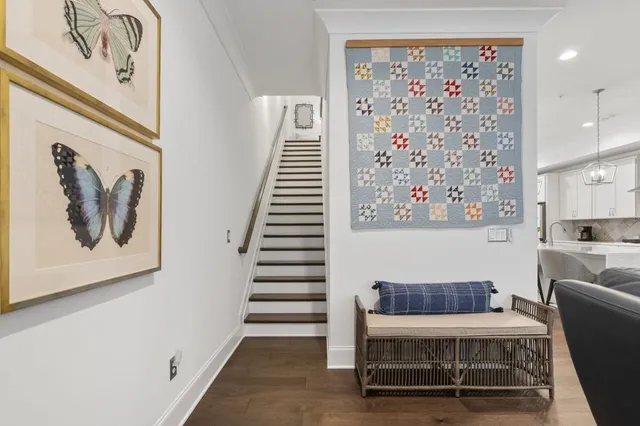 a view of a balcony with chairs