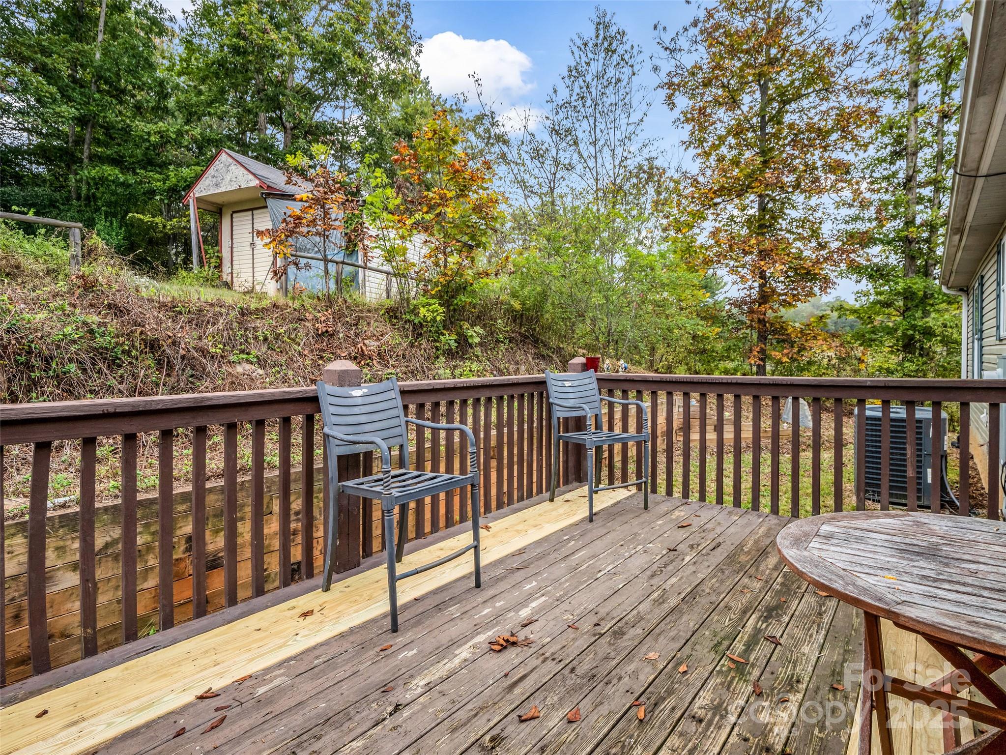 114 Leonards Lane Weaverville, NC 28787 - Photo 32 of 34 a view of a wooden deck and a yard