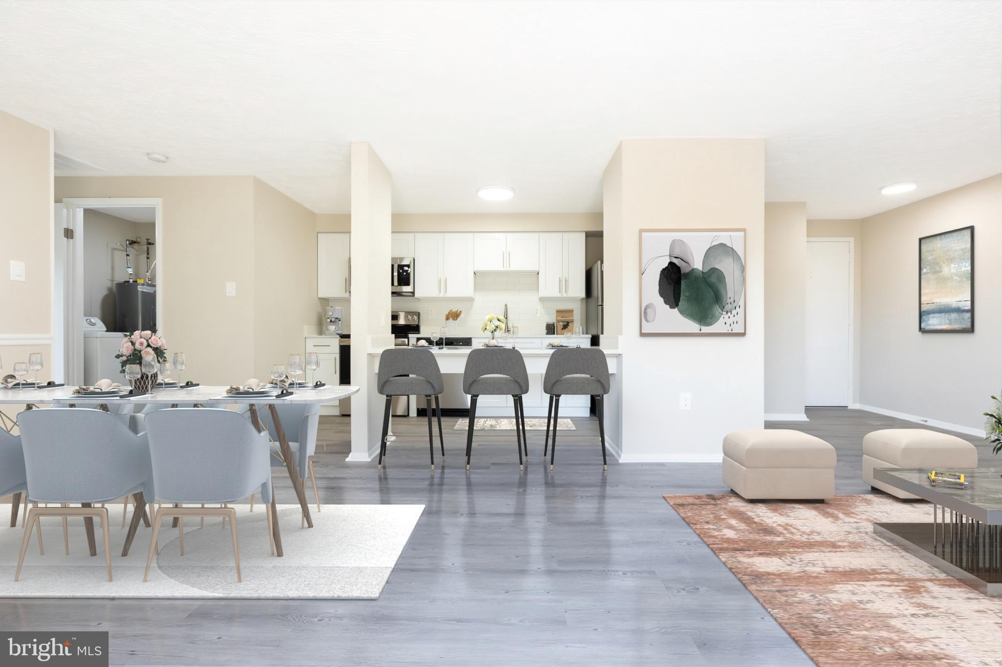 19505 Gunners Branch Road, Unit 733 Germantown, MD 20876 - Photo 4 of 42 Living/Dining/Kitchen (Virtual staging)
