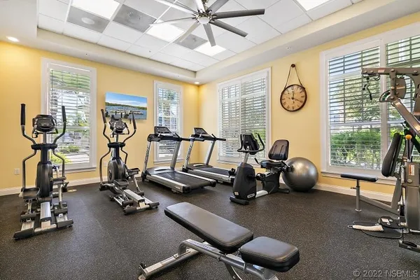a view of a room with gym equipment