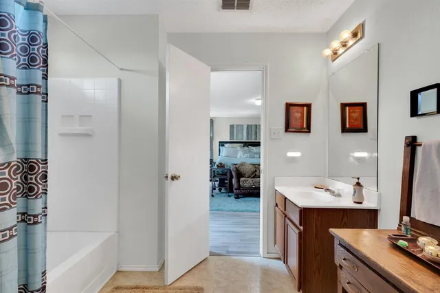a bathroom with a sink double vanity