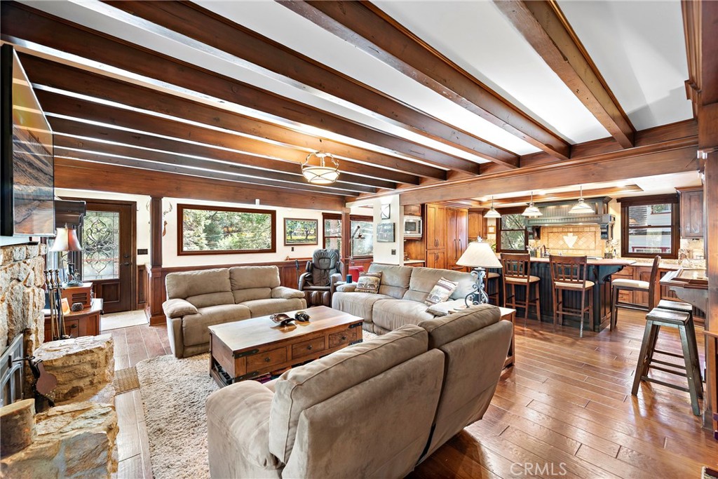 400 Cottage Grove Road Lake Arrowhead, CA 92352 - Photo 7 of 75 a living room with furniture and a large window