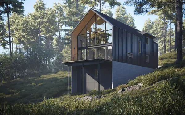 a backyard of a house with lots of green space