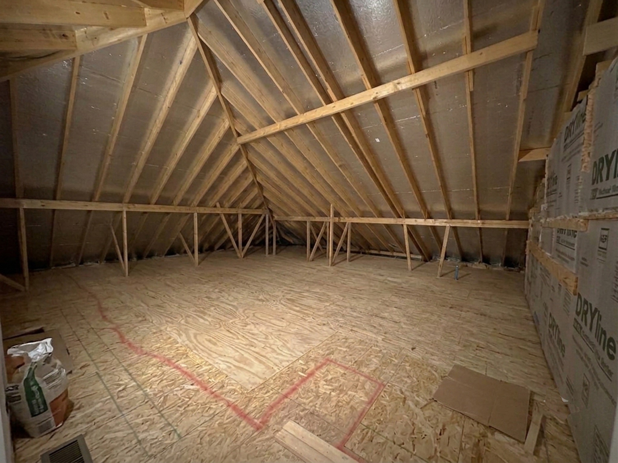 31742 Serrano Bluff Lane Spring, TX 77386 - Photo 23 of 40 Virtual representation of walk-in attic for 5th bedroom or media space off door in upstairs gameroom. The HVAC system has been moved to show potential.