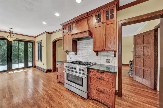 a view of a livingroom with wooden floor