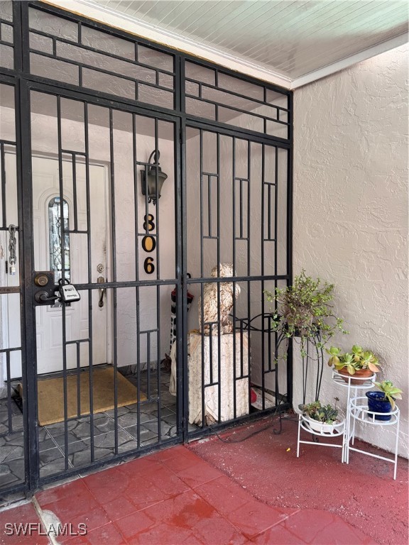 a view of a porch with furniture