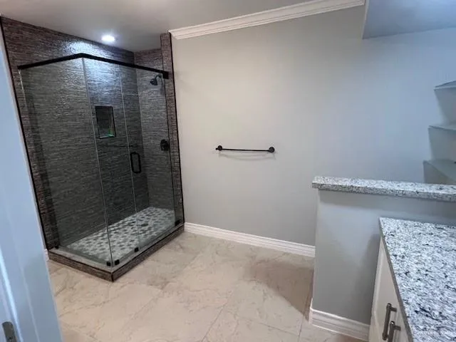 a bathroom with a shower