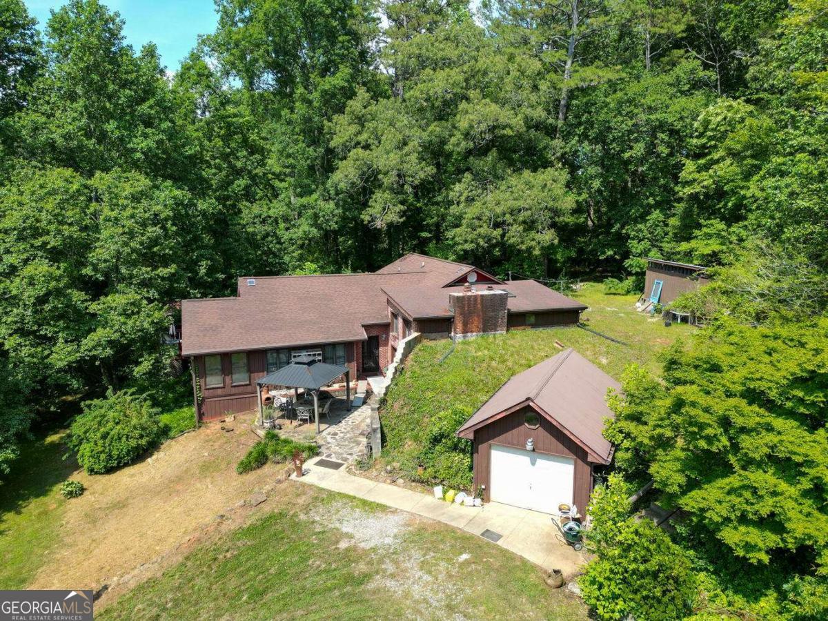 an aerial view of a house