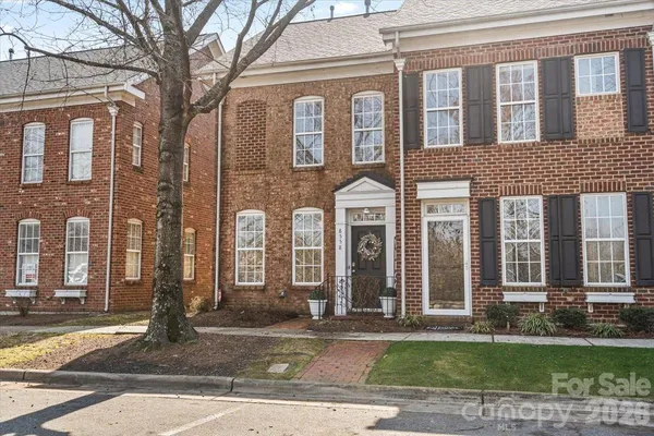 a front view of a brick building