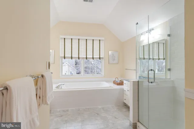 a view of a house with a big yard potted plants and large tree