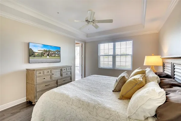 a bedroom with a bed and closet