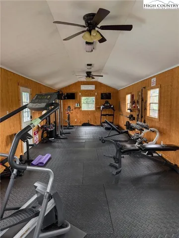 a room with gym equipment