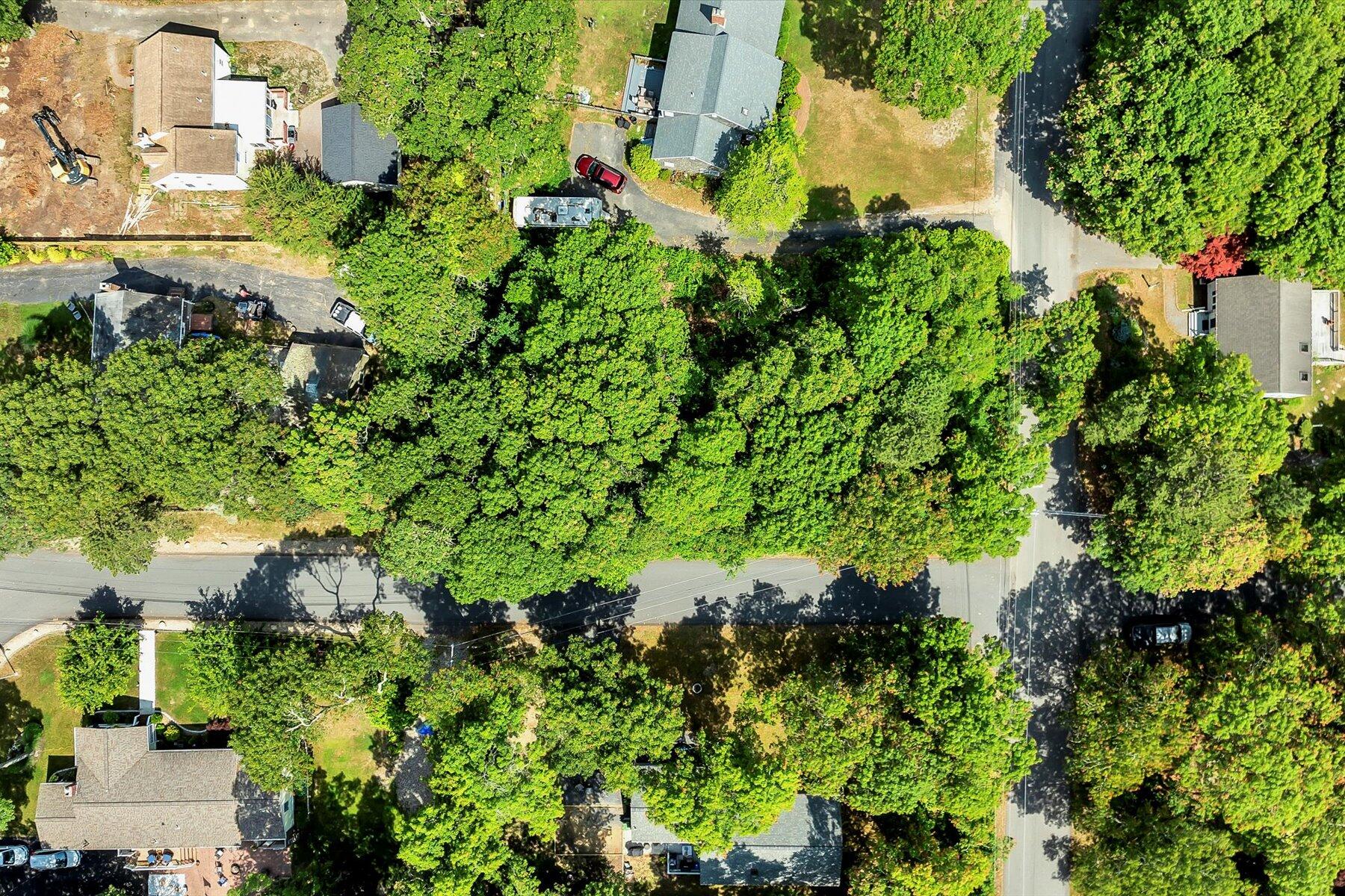 66 Highland Street Mashpee, MA 02649 - Photo 9 of 9 an aerial view of residential house with plants and large trees
