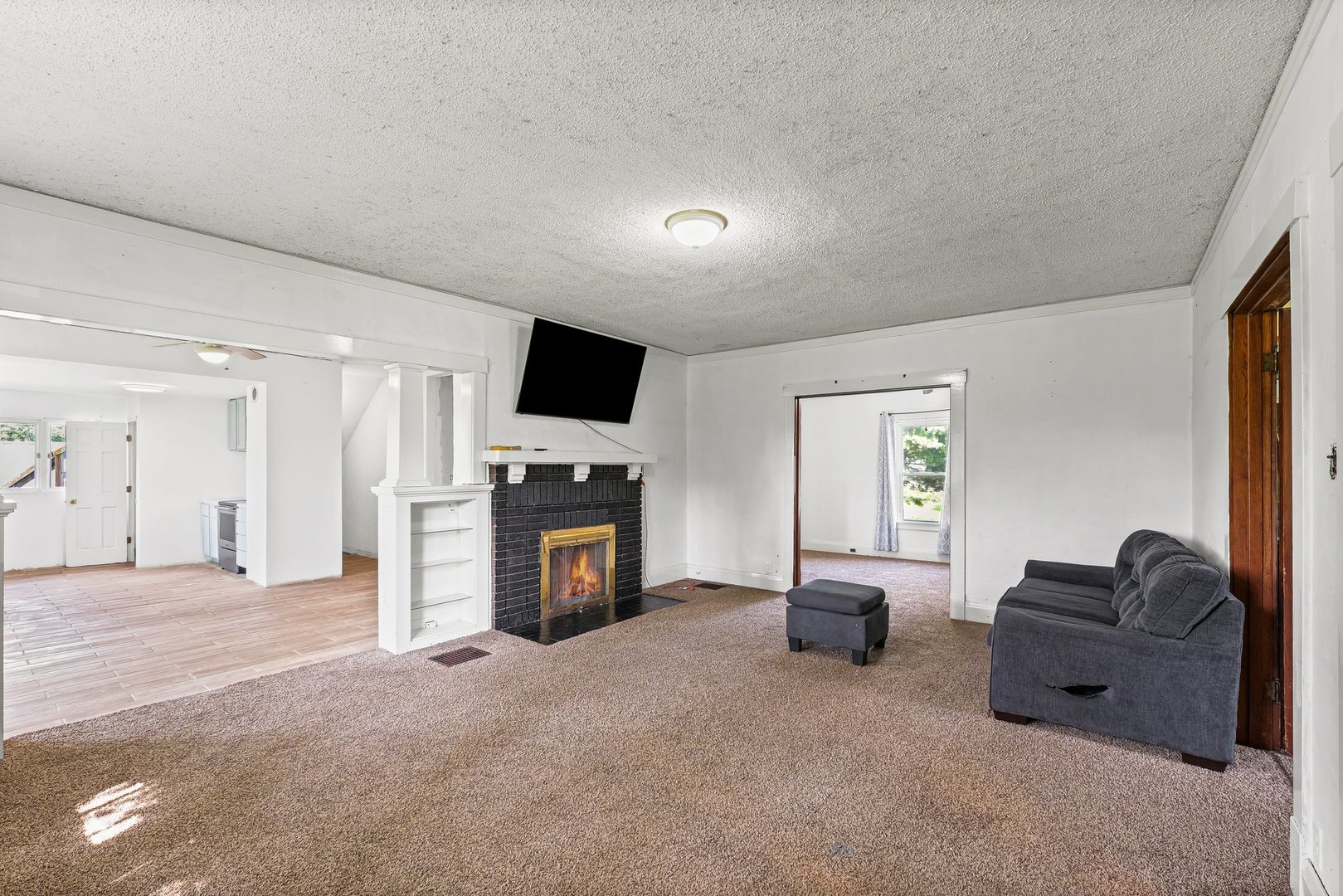 3609 Artesian Avenue Armstrong, IL 61812 - Photo 6 of 32 a living room with furniture a fireplace and a flat screen tv