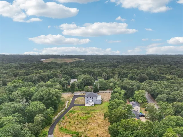 an aerial view of a house