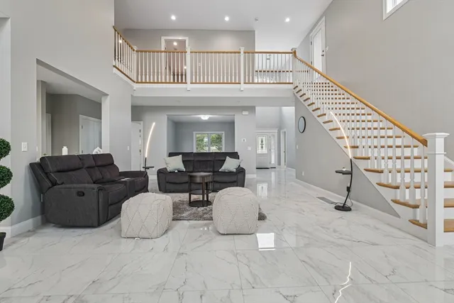 a living room with furniture