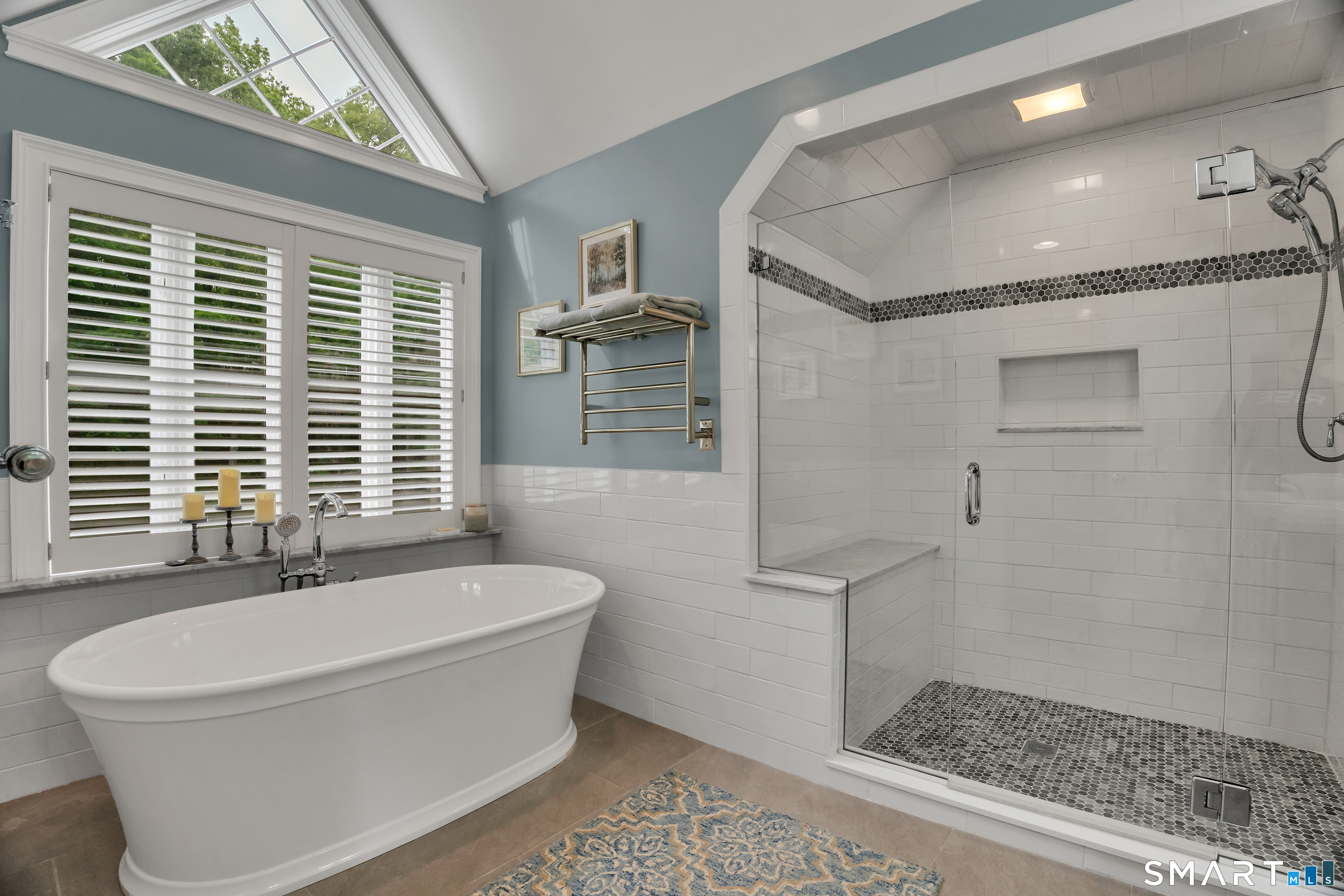 253-4 Grassy Hill Road Lyme, CT 06371 - Photo 26 of 40 soaking tub and a heated towel rack