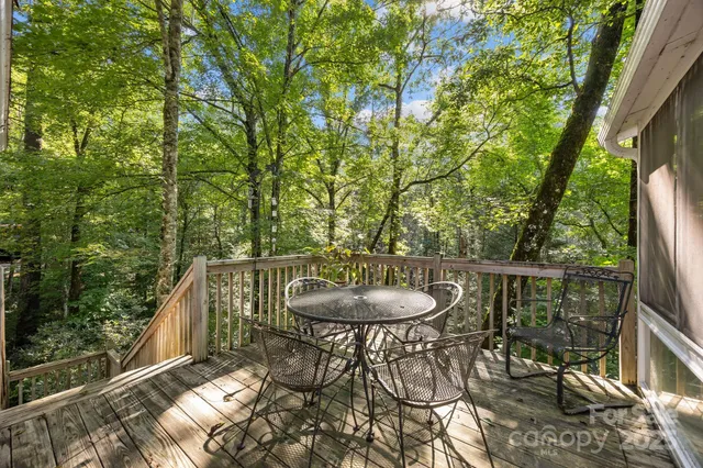 a view of a chairs and table in patio