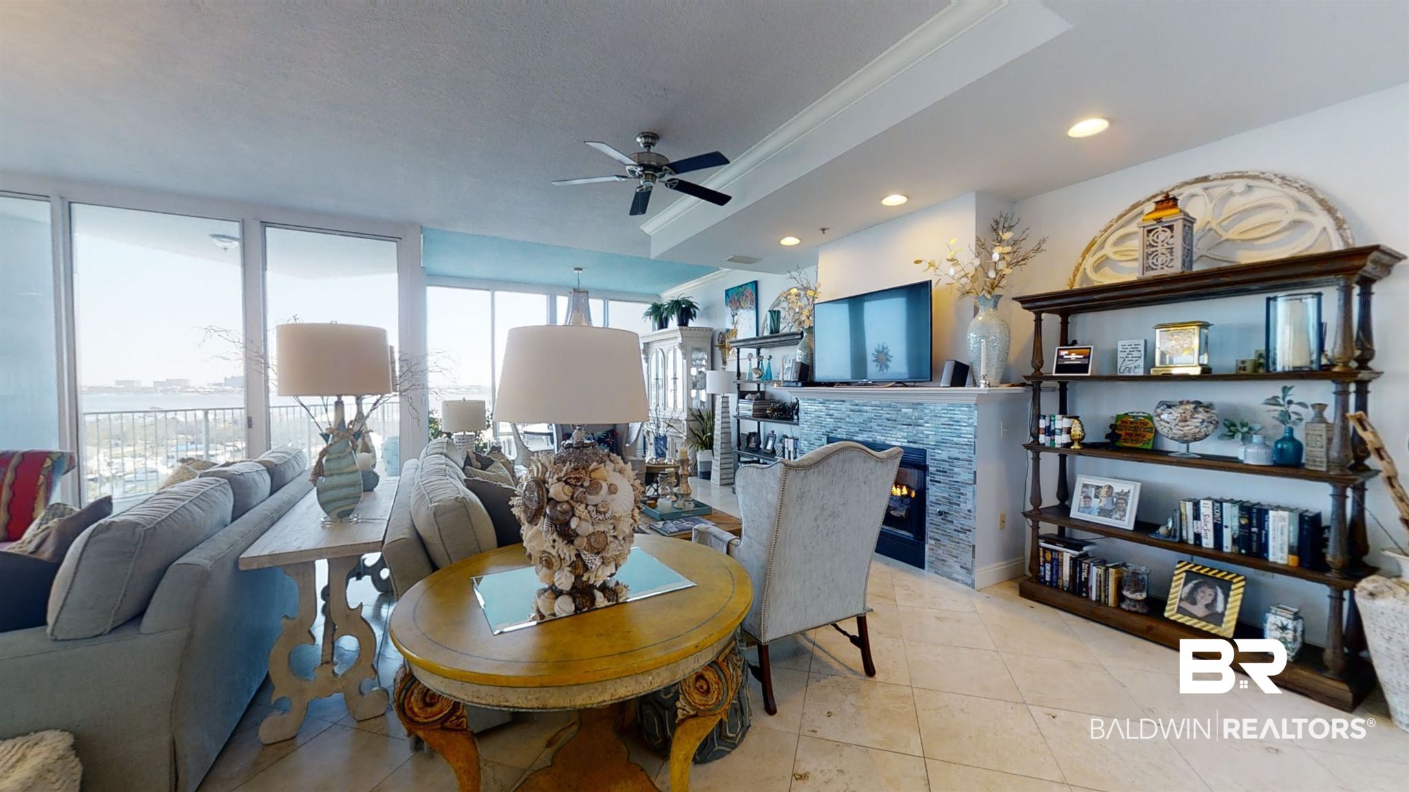 28250 Canal Road, Unit 705 Orange Beach, AL 36561 - Photo 3 of 49 Living Room: Floor to Ceiling Glass
