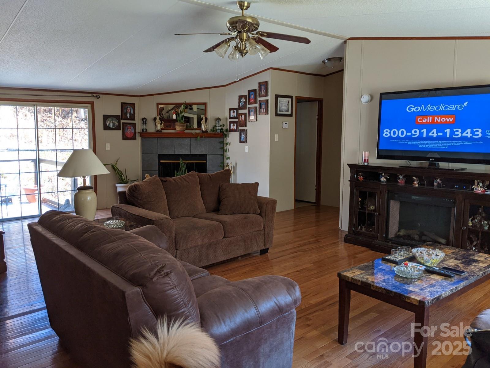 196 McKinney Road Weaverville, NC 28787 - Photo 4 of 20 a living room with furniture a flat screen tv and a fireplace