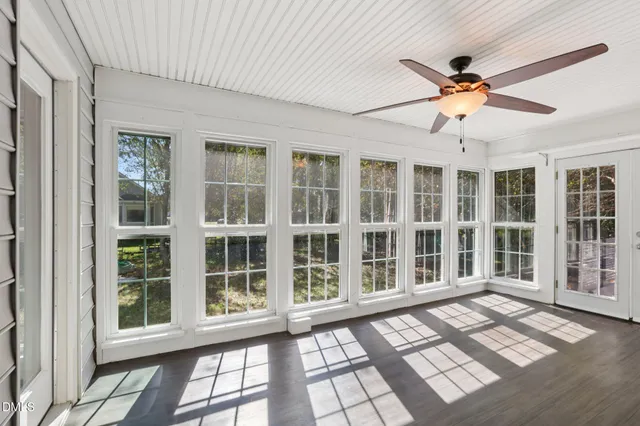 a view of a house with a large window