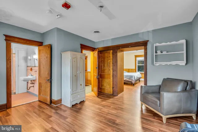 an empty room with windows