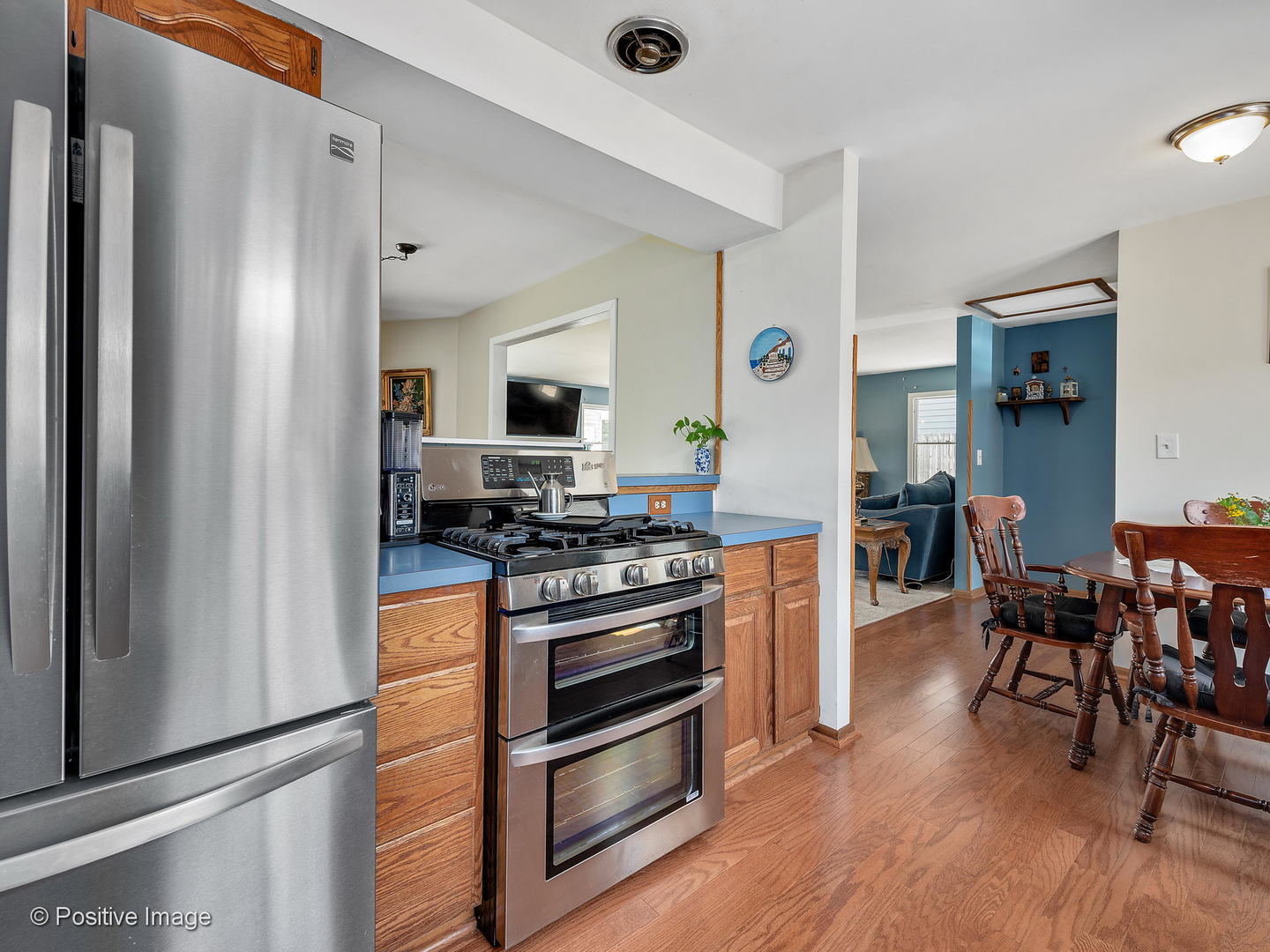 521 Ranch Road Wheaton, IL 60187 - Photo 9 of 22 a kitchen with stainless steel appliances a stove a refrigerator and a dining table