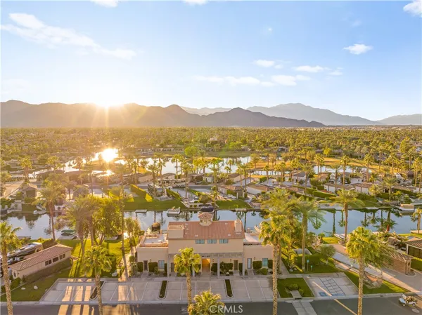 a view of an ocean and a mountain