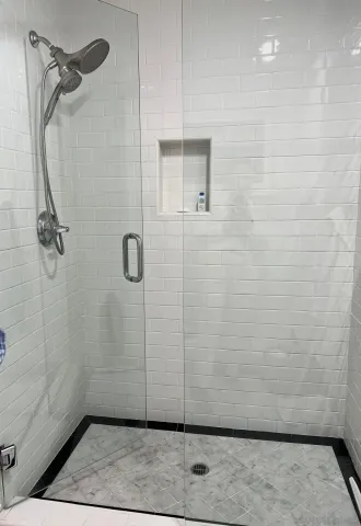 a bathroom with a shower
