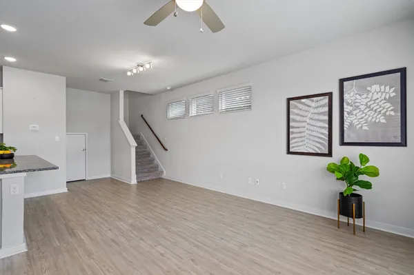 a view of entryway with wooden floor