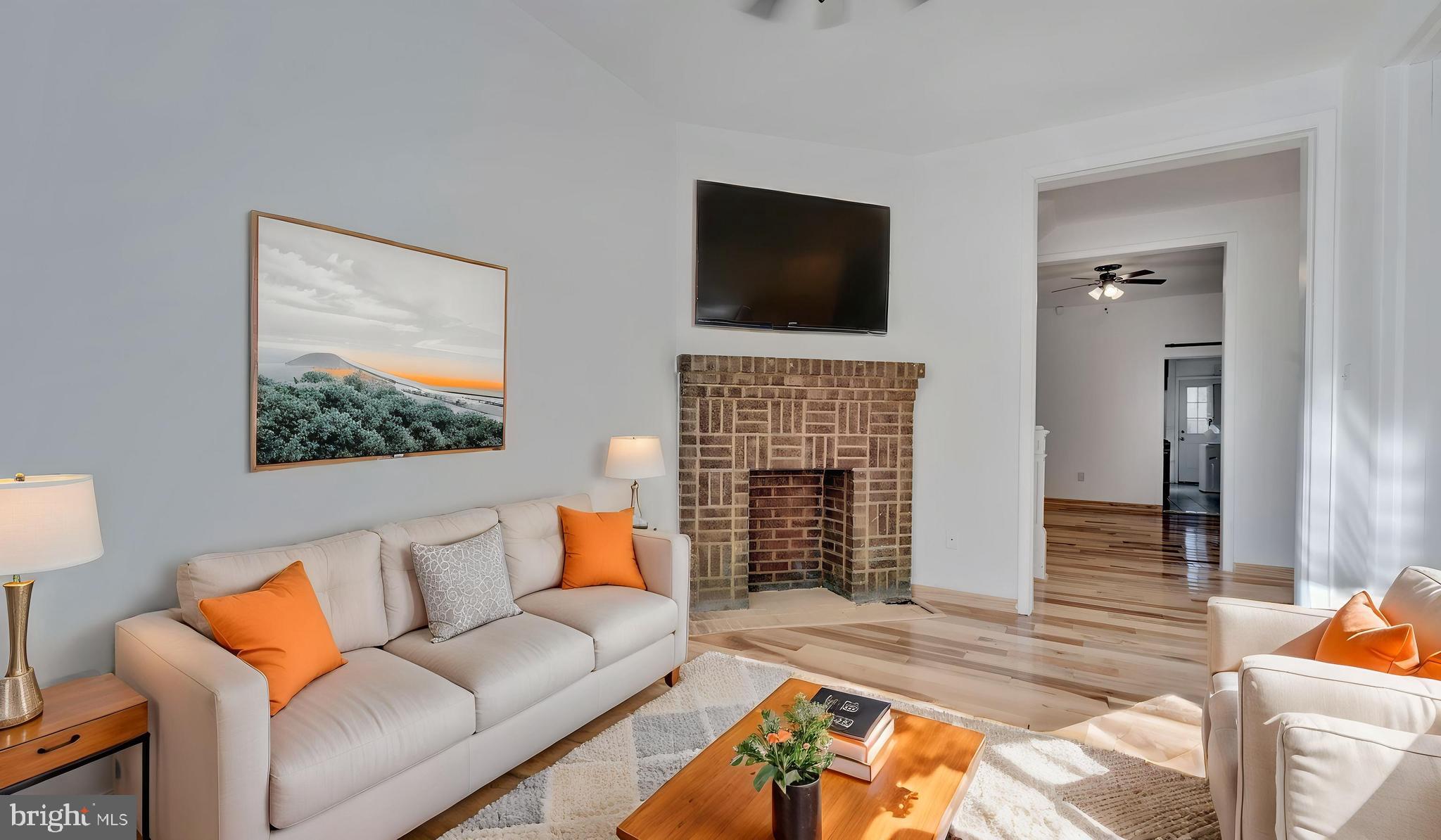 1528 E Street Southeast Washington, DC 20003 - Photo 2 of 19 a living room with fireplace furniture and a flat screen tv