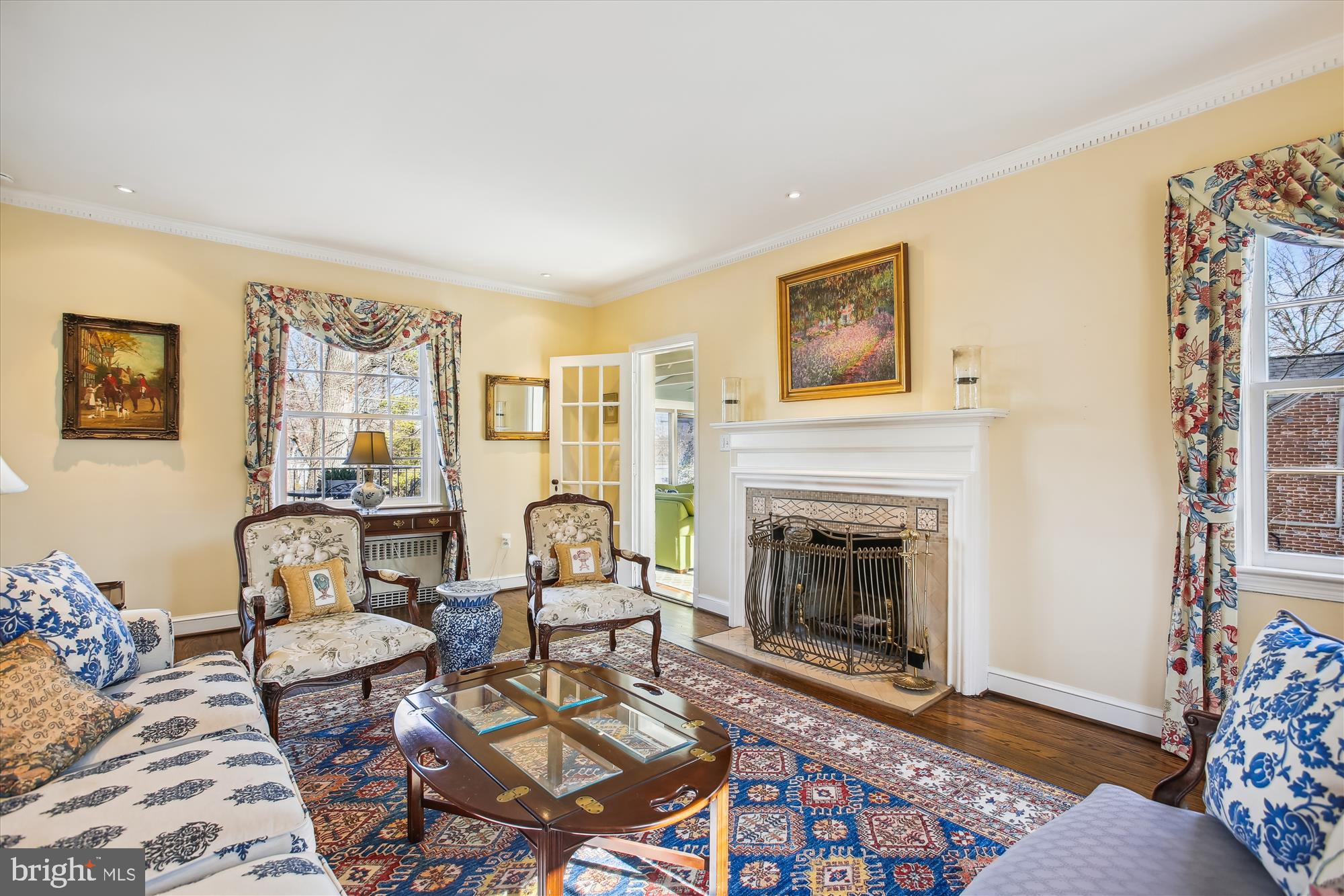 5950 Wilton Road Alexandria, VA 22310 - Photo 10 of 97 Elegant living room with woodburning fireplace
