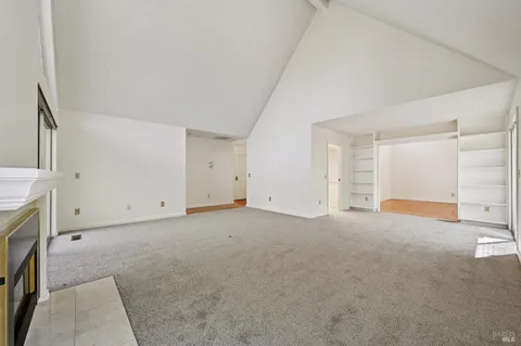 an empty room with windows