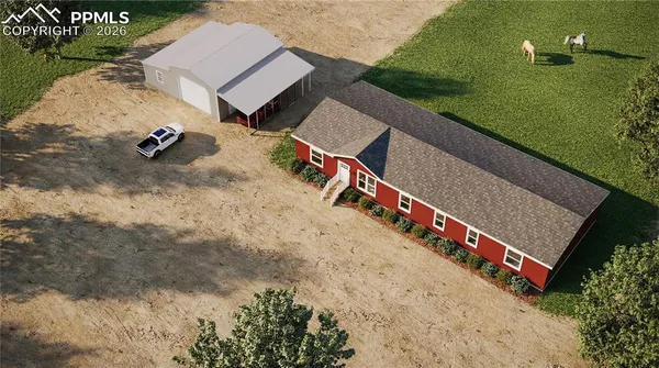 an aerial view of a house