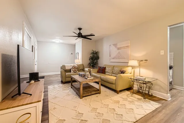 a living room with furniture