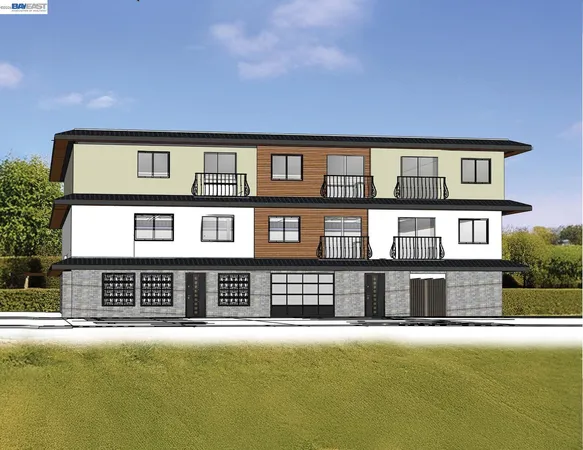 a front view of a multi story building