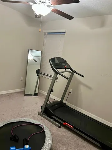a room with gym equipment
