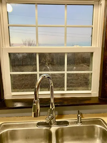a view of a room with shelves