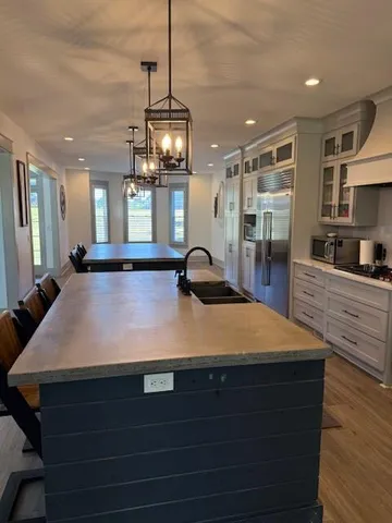 a large room with wooden floor