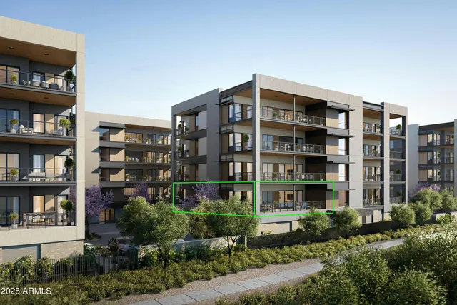 a front view of a multi story building