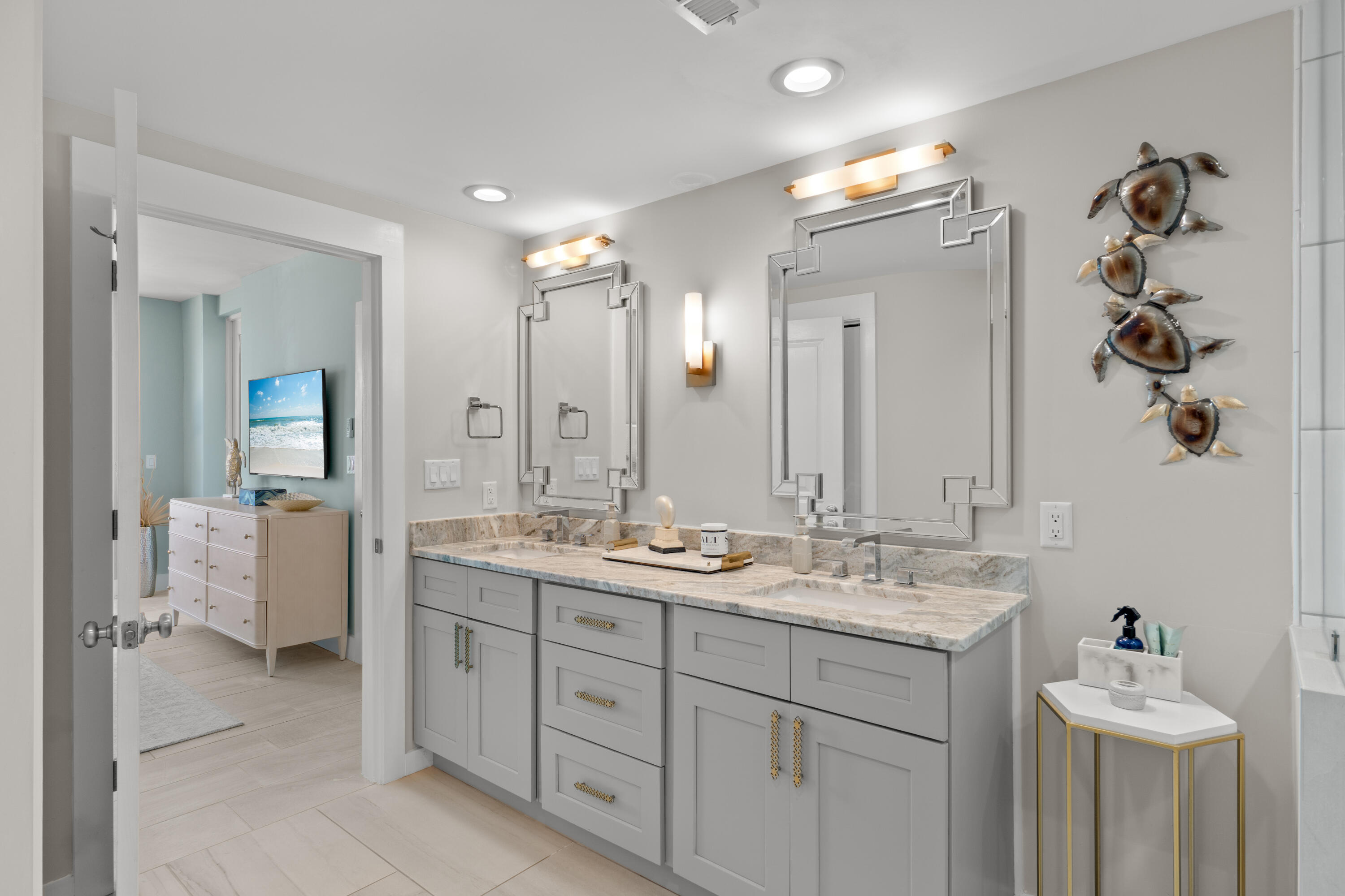 32461 East County Highway 30A, Unit 330 Inlet Beach, FL 32461 - Photo 14 of 31 a spacious bathroom with a double vanity sink mirror and double