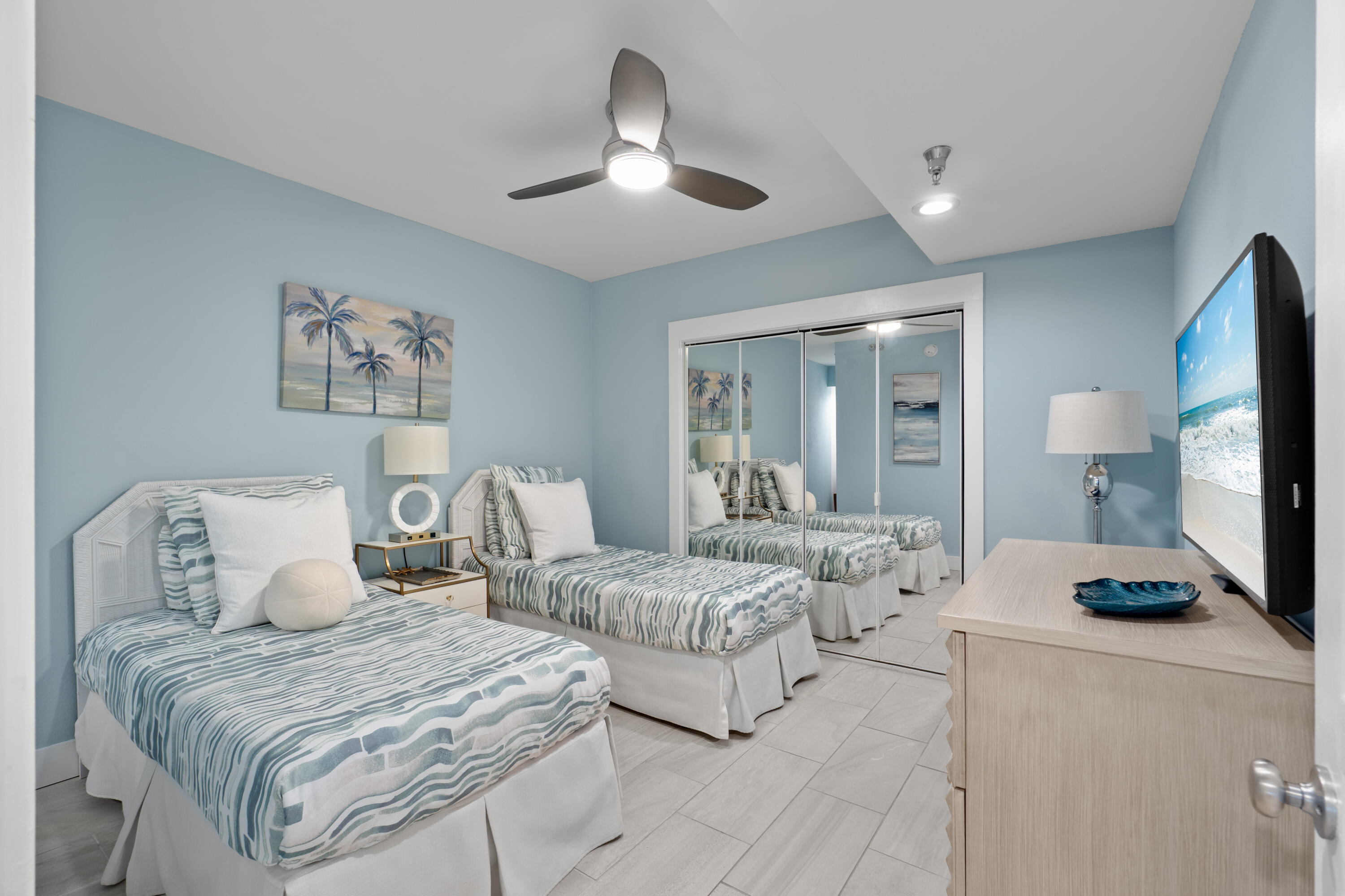 32461 East County Highway 30A, Unit 330 Inlet Beach, FL 32461 - Photo 17 of 31 a bedroom with two beds and large mirror