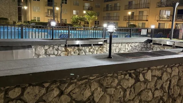 a view of a balcony with an outdoor space