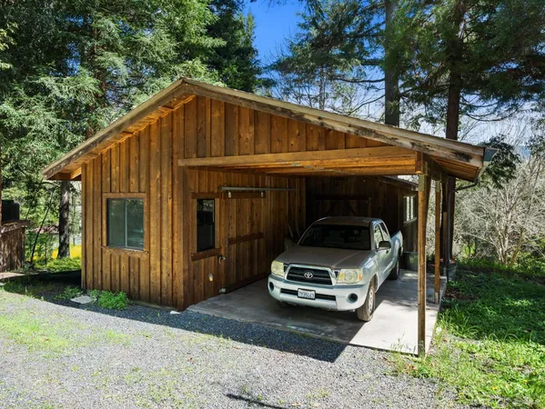 a car parked in front of a house