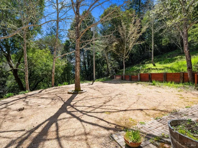 a view of a backyard of the house