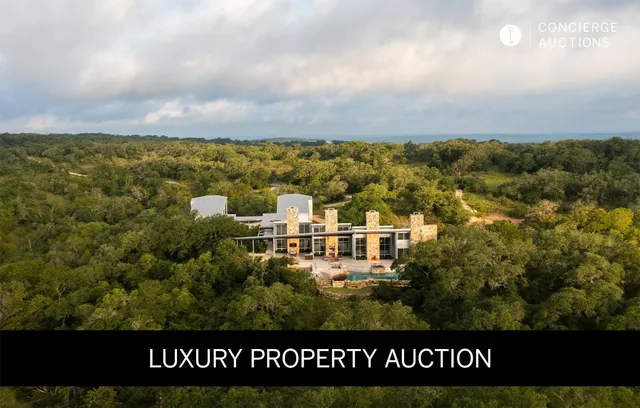 a view of a city with lush green forest
