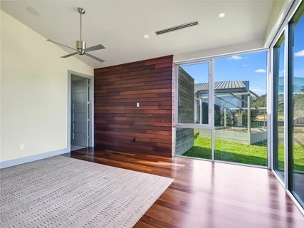 a outdoor dining space with furniture and outdoor view