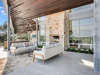 a kitchen with a stove and cabinets